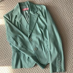 New seafoam spring jacket with faux pockets.